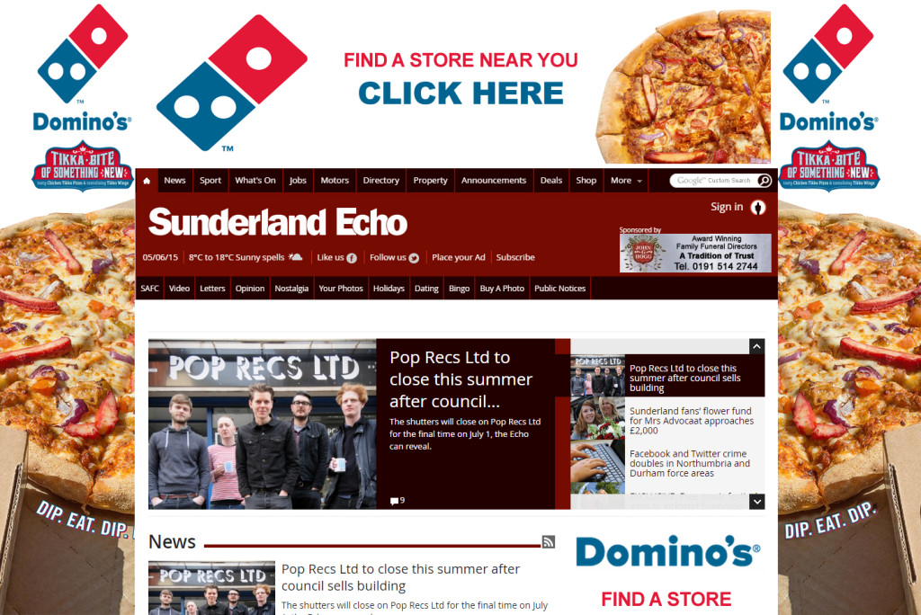 Dominoes Pizza Homepage Takeover